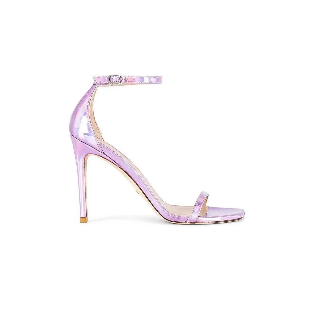 New Stuart Weitzman Nudist Curve 100 Strappy Heel 9.5 M Shoes in Amatista